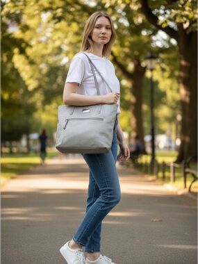 Nine West Silver Croc-Embossed Tote Bag